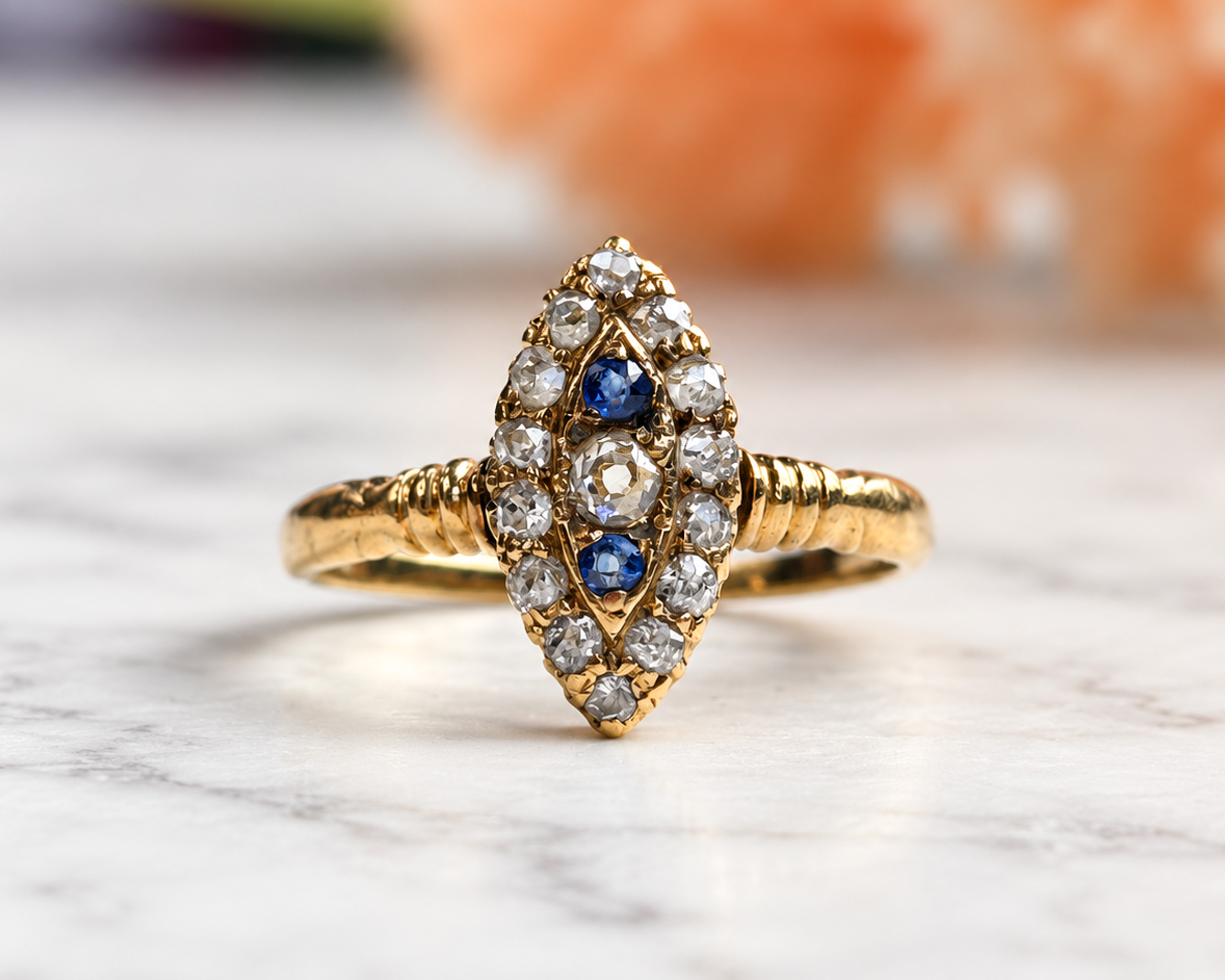 Victorian navette ring front