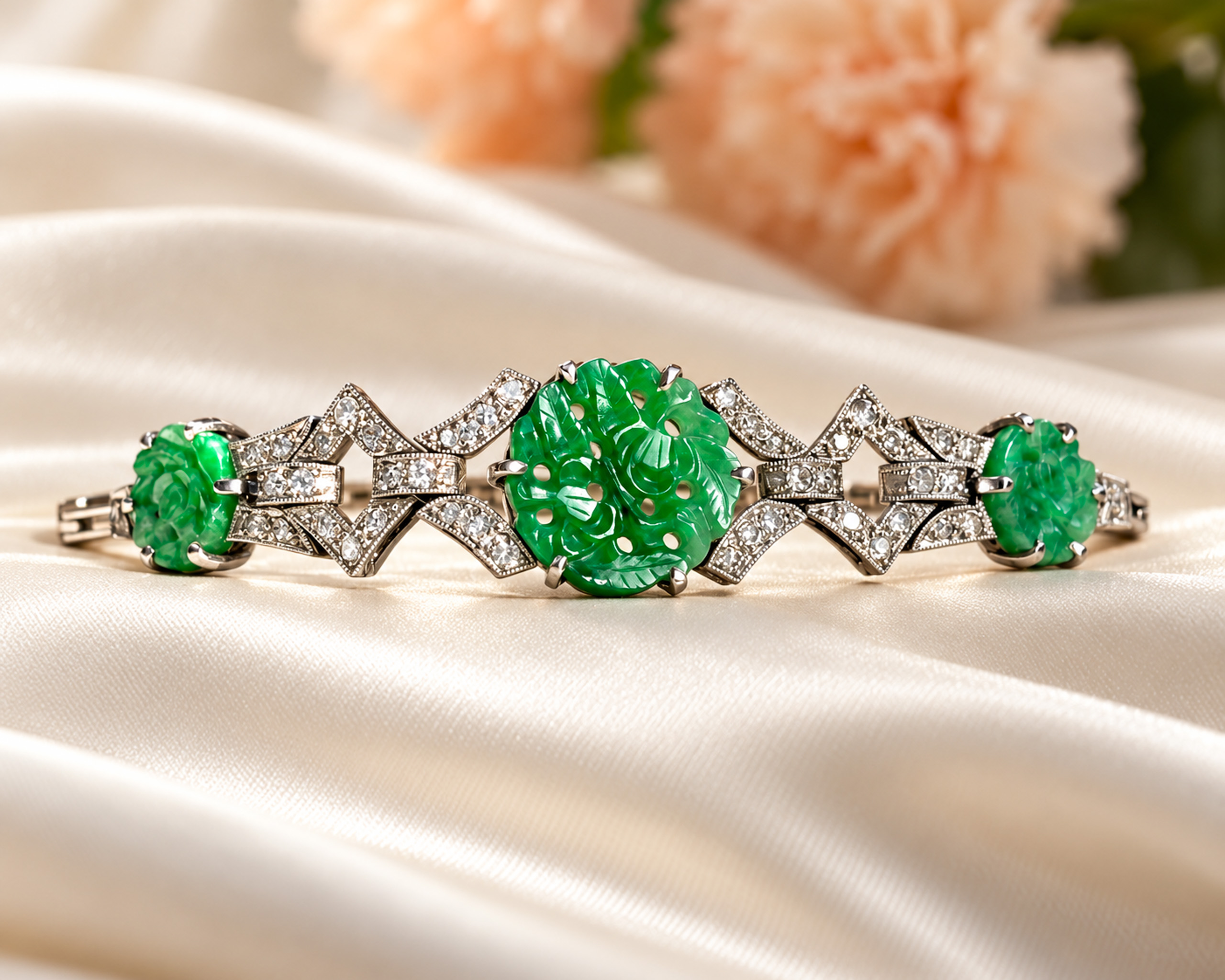 Jade and Diamond Art Deco Bracelet