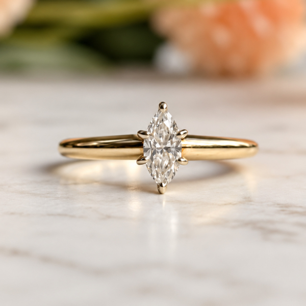 vintage marquise diamond ring 0.35ct in 14ct gold for sale in Leeds