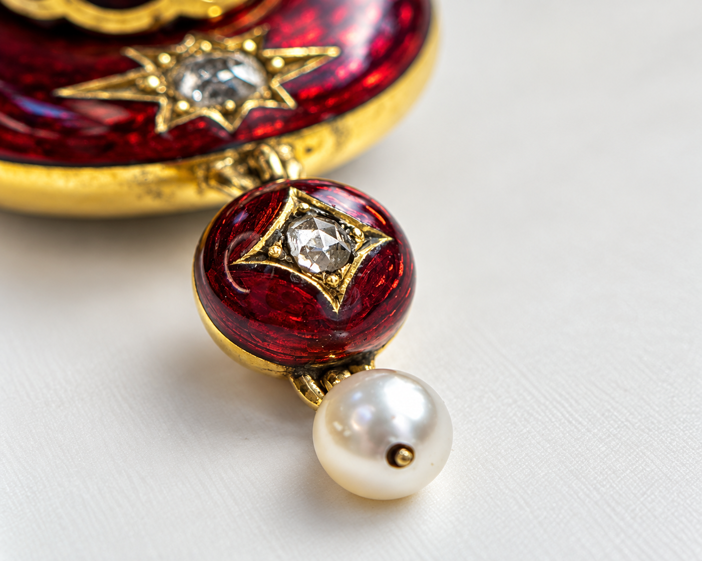 Victorian enamel and opal pendant with seed pearl