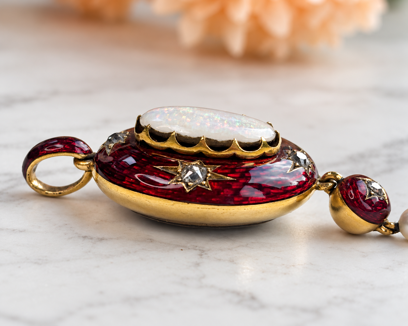 Victorian enamel and opal pendant