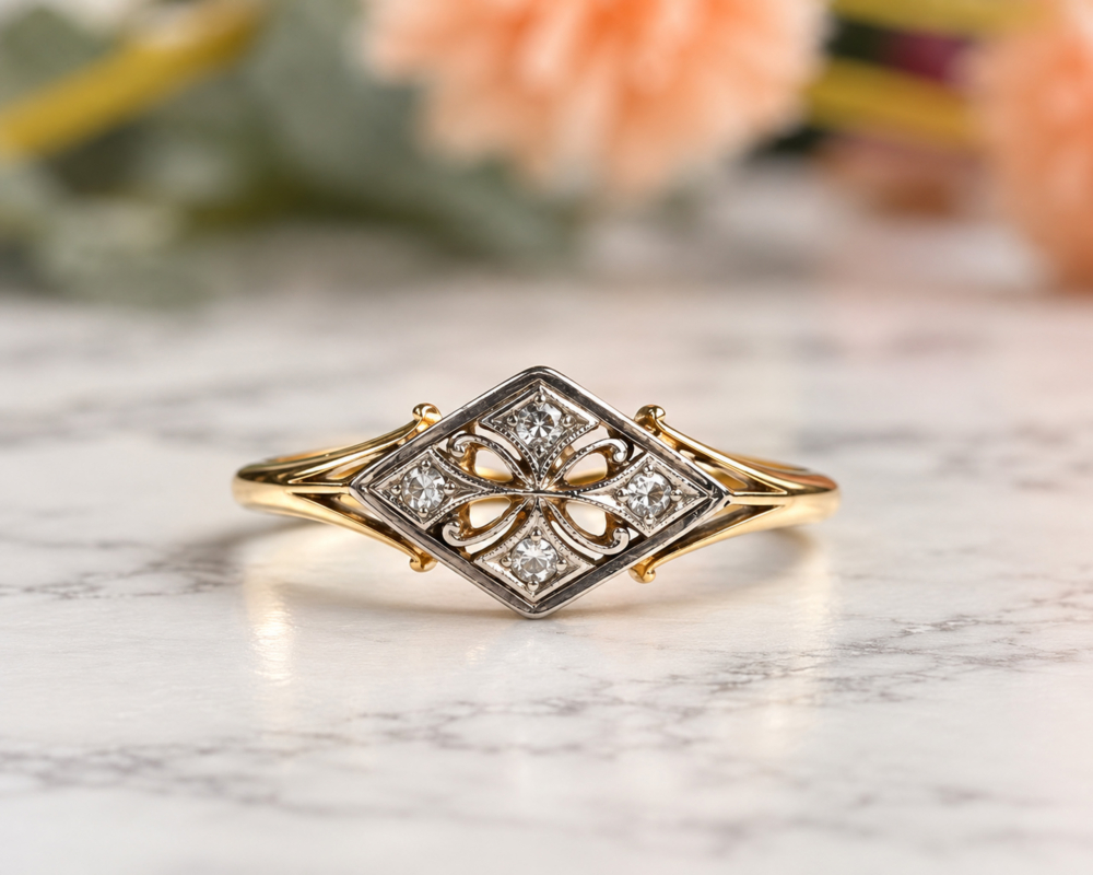 Vintage Art Deco Diamond Ring antique Art Deco diamond plaque ring for sale in Leeds