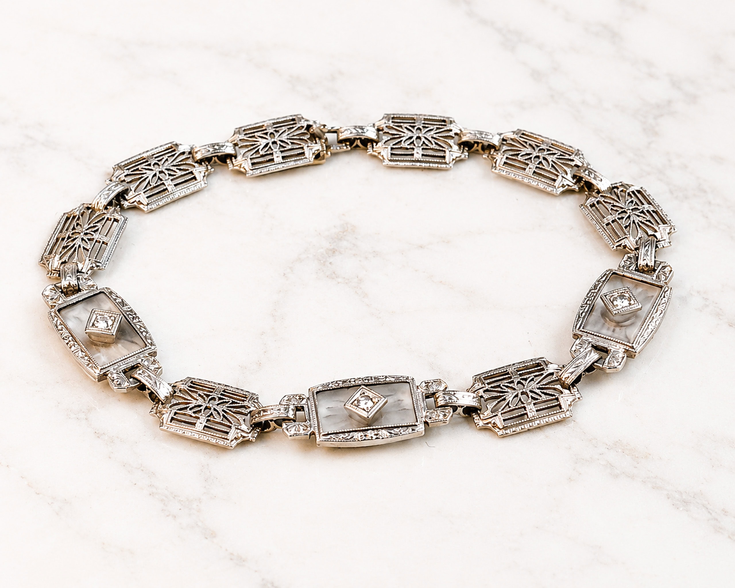 Art Deco Diamond Bracelet on Marble
