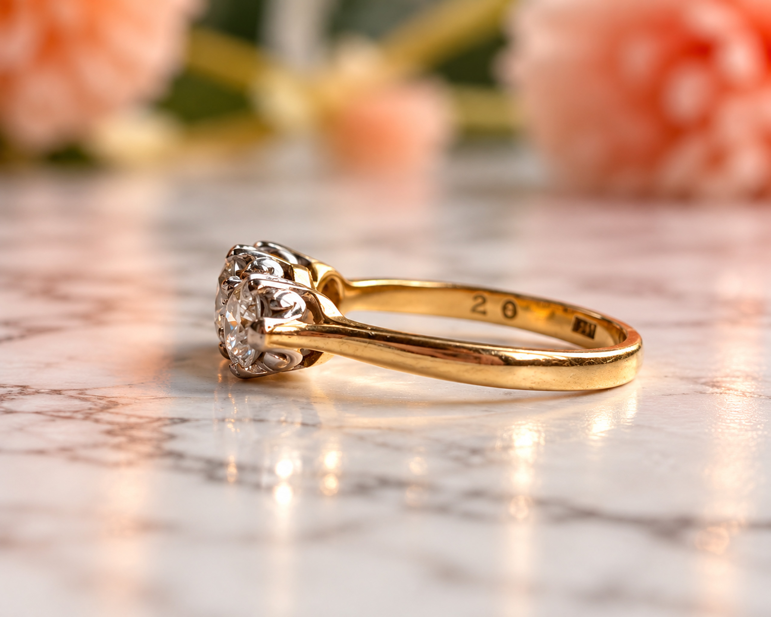 Vintage Diamond Ring on Marble