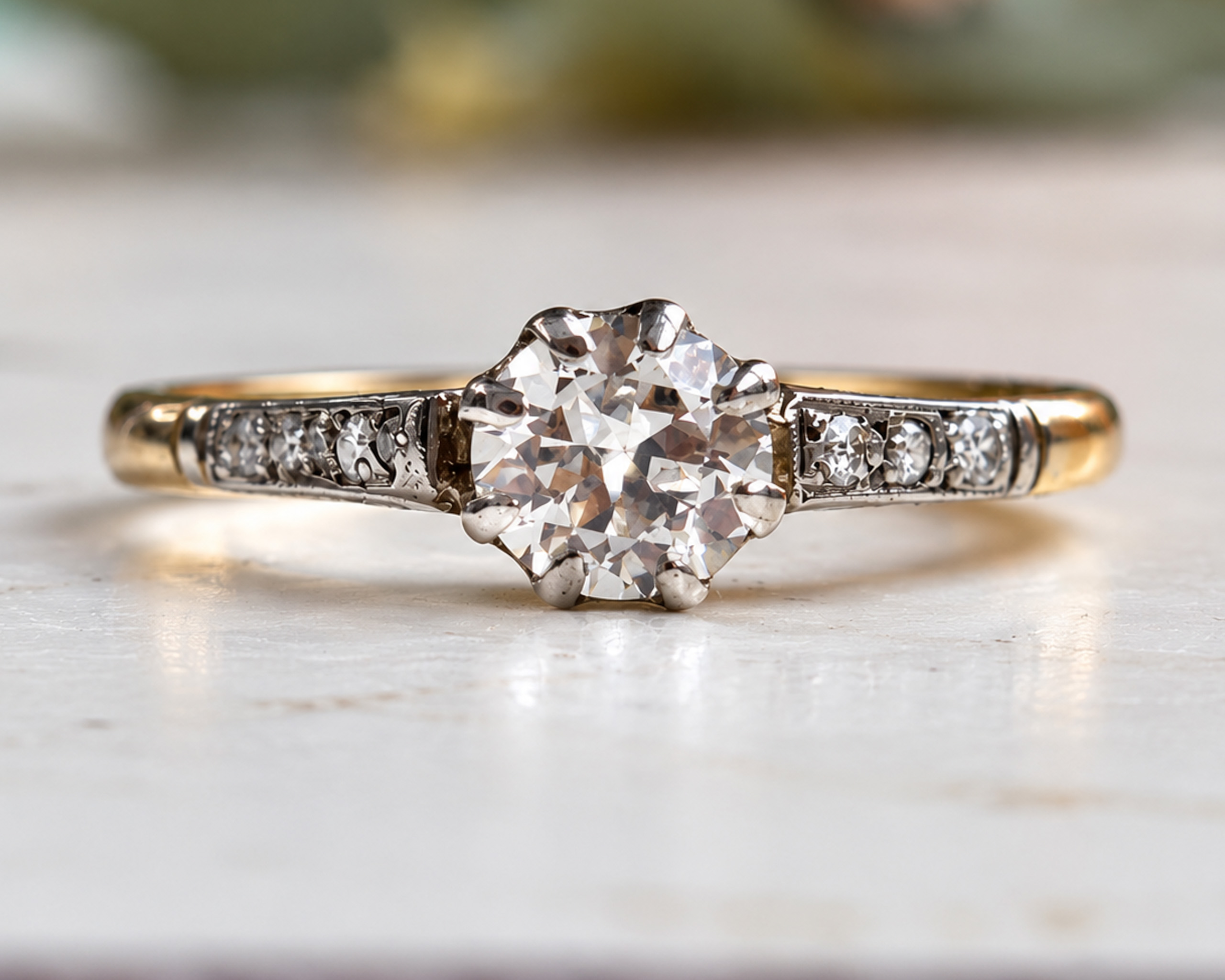 Vintage Gold Diamond Engagement Ring