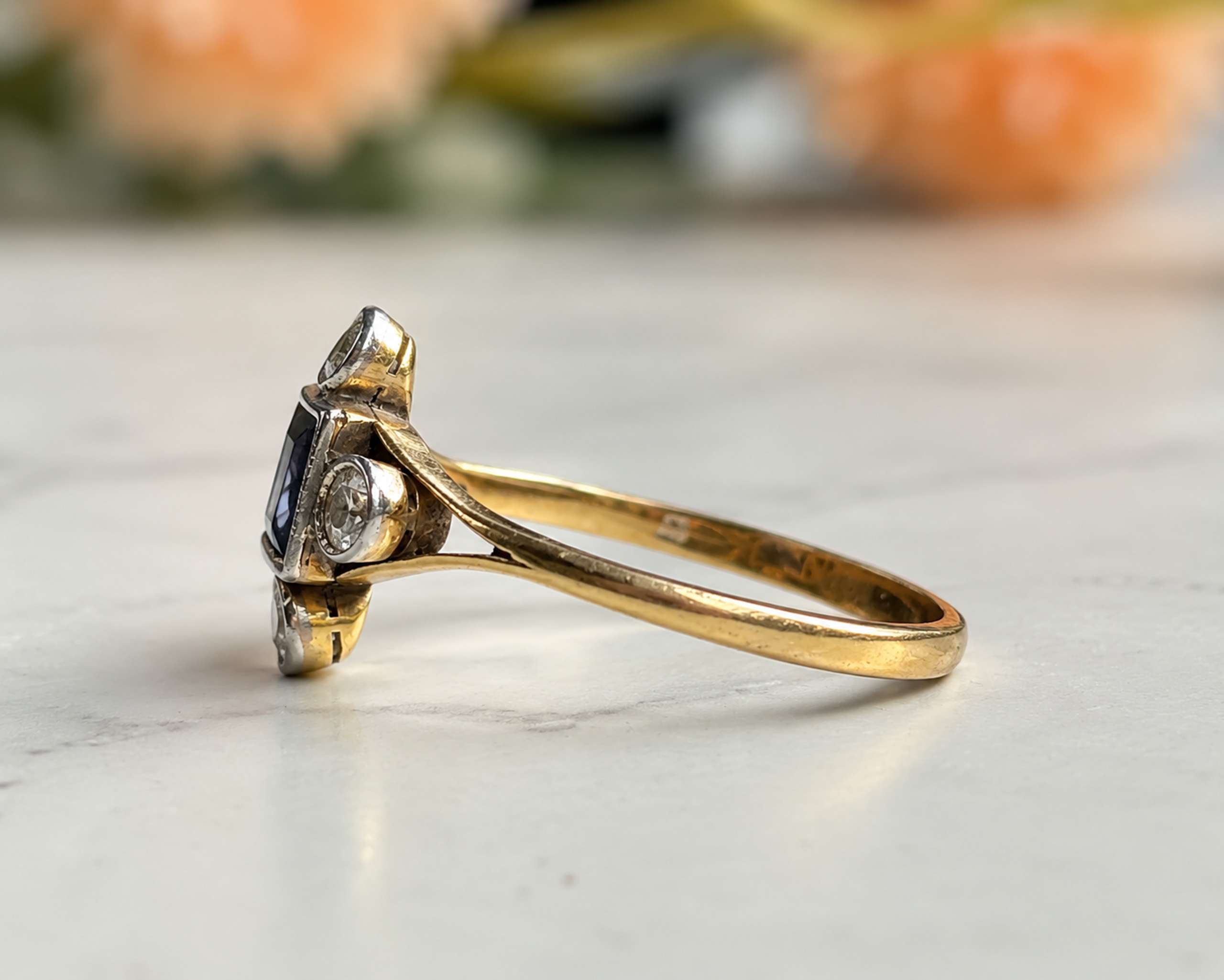Vintage Sapphire Ring in Profile (1)