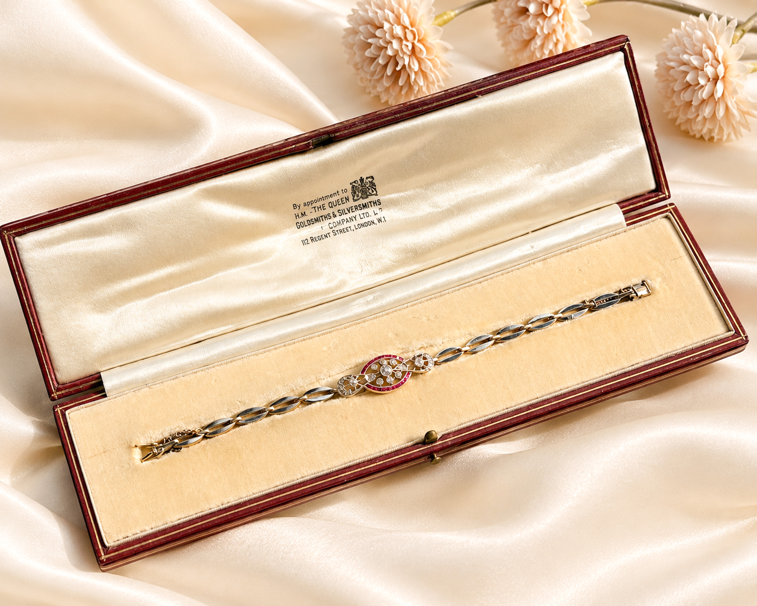 ruby and diamond bracelet in box