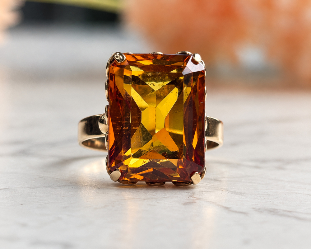 vintage citrine ring vintage citrine statement ring in 18ct gold for sale in Leeds