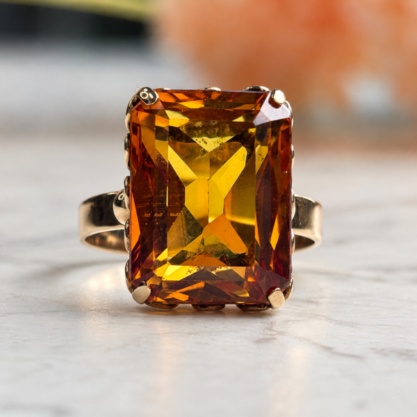 vintage citrine statement ring in 18ct gold for sale in Leeds