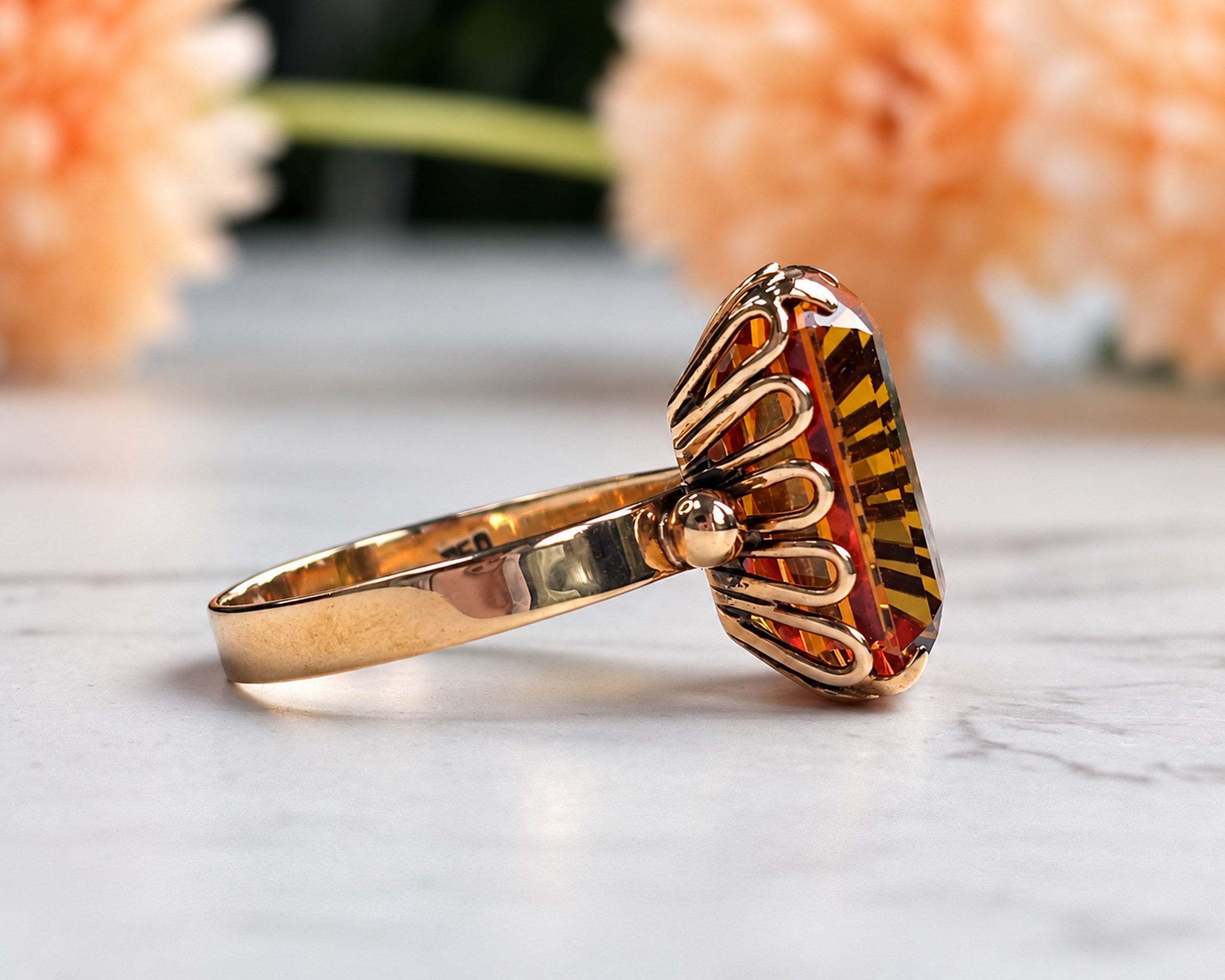 vintage citrine ring side