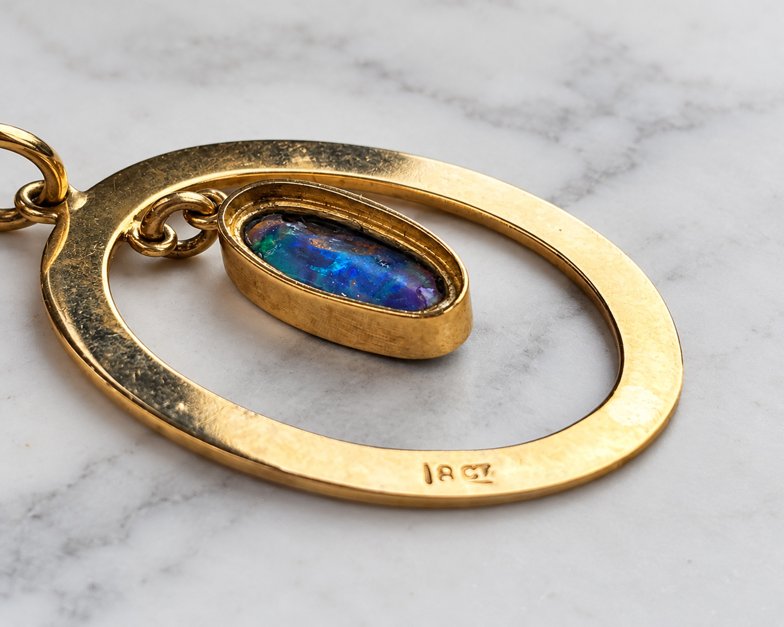 vintage opal necklace back