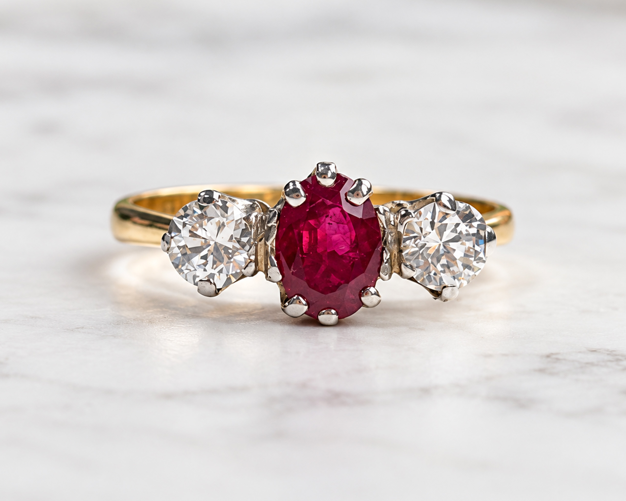 vintage ruby 3 stone
