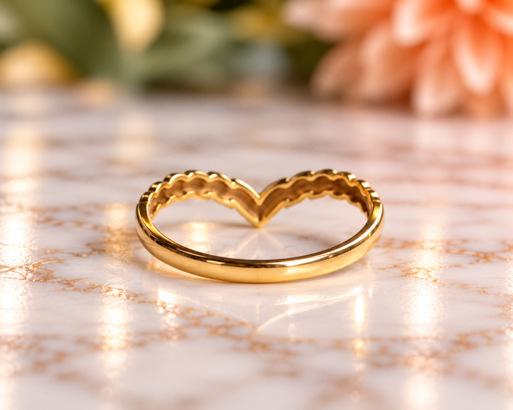 vintage 9ct gold wishbone ring for sale in Leeds, back view of the ring