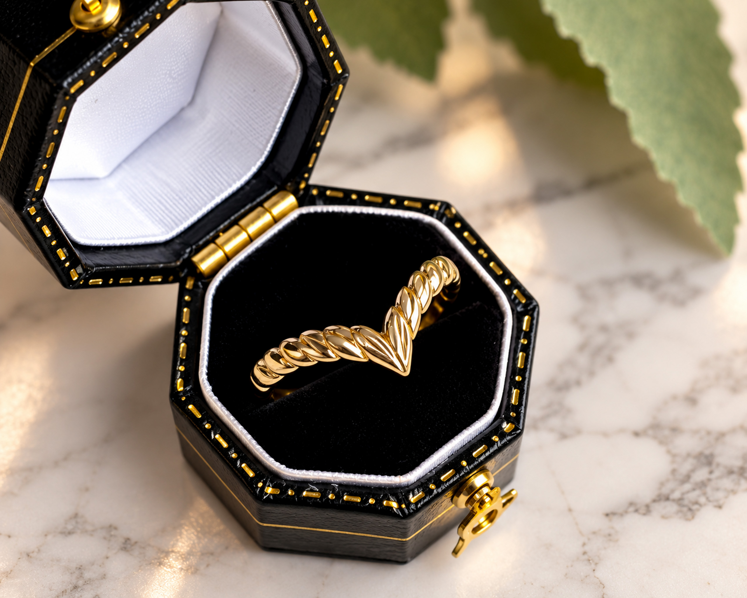 vintage wishbone ring in box